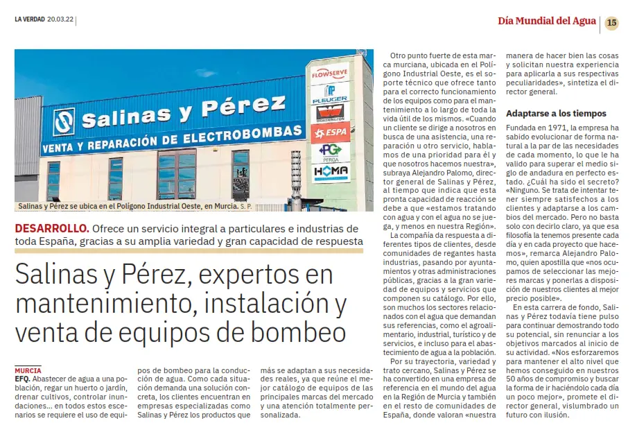 recorte de periodico. Expertos en mantenimiento, instalación y venta de equipos de bombeo